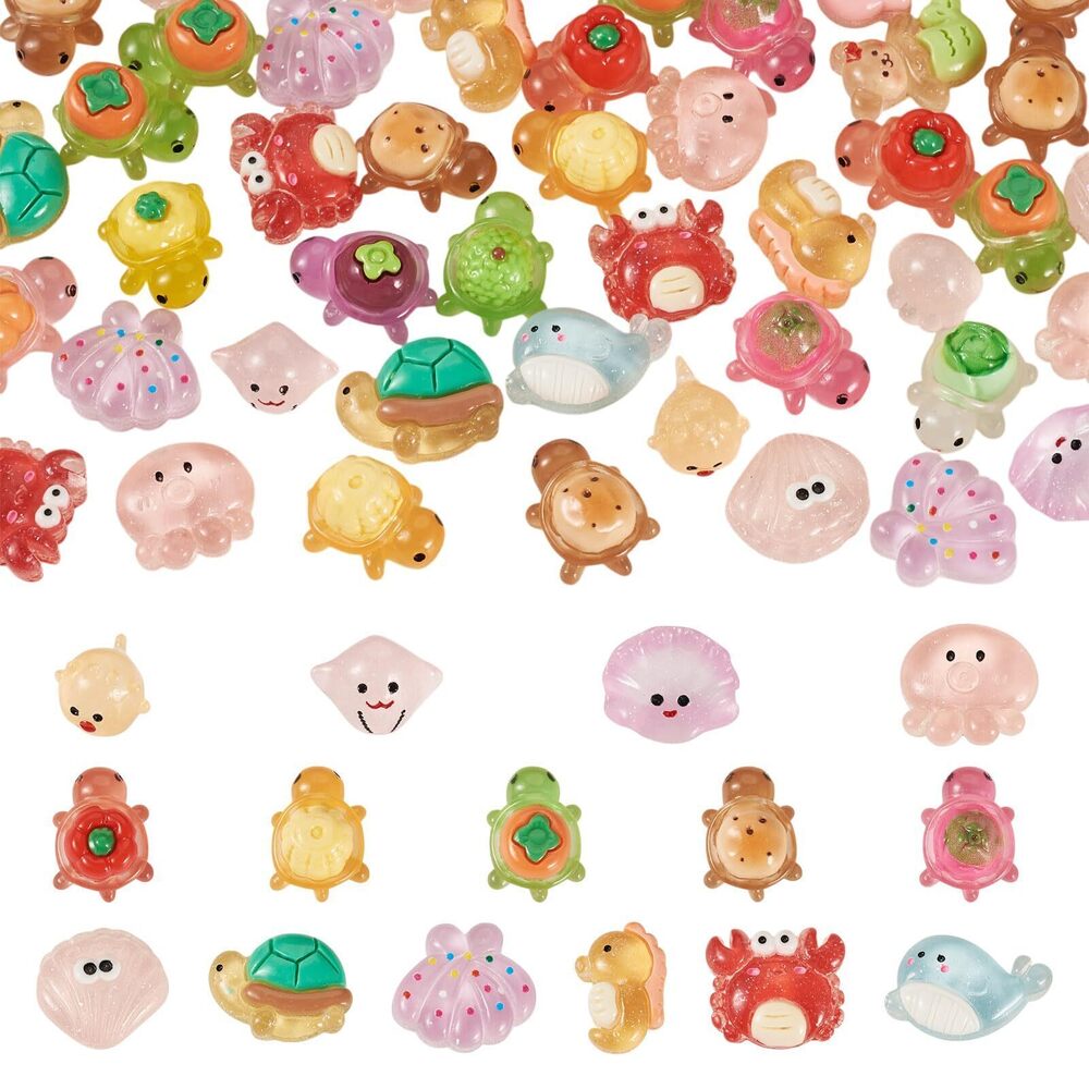 9738 45Pcs Luminous Animals Charms Glow in The Dark Turtle Shell Starfish